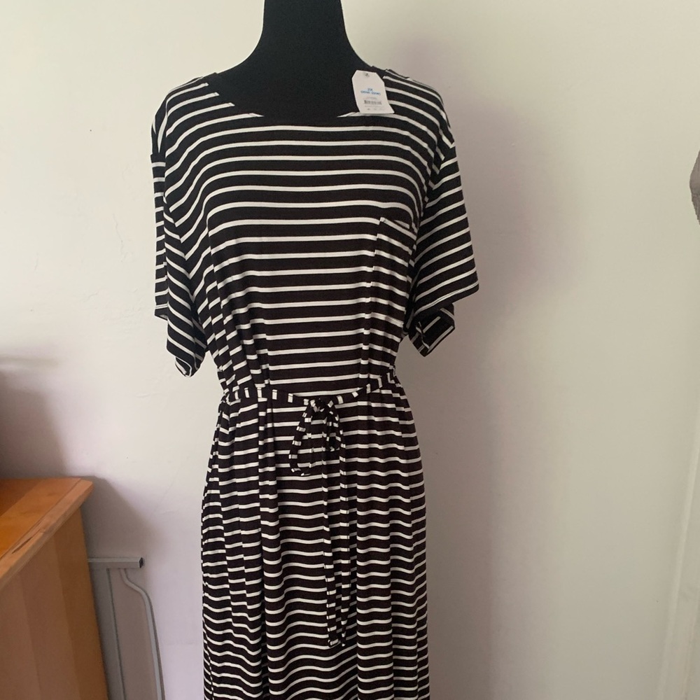 NWT  Time and Tru Women's Plus Belted Dress with Short Sleeves, Size 2X - Picture 2 of 11